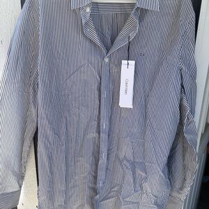 Calvin Klein Men's Navy and White Striped Shirt
